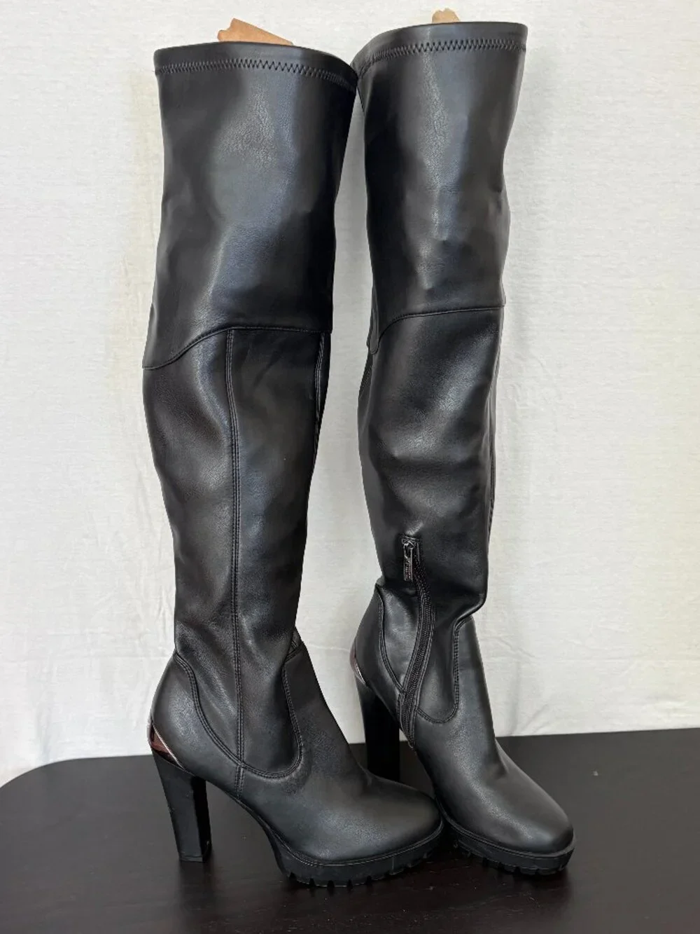 GUESS Black Over the Knee Platform High Heel Boots Size 8M